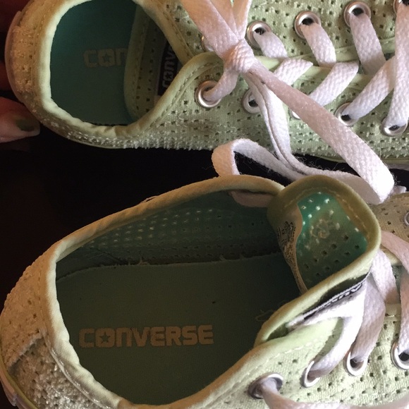 Converse lime green sneakers kids size 12 - Picture 4 of 7